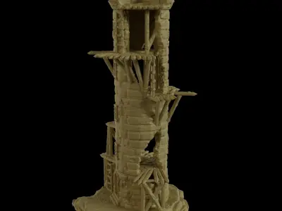 Corrupted Lookout Tower Tabletop Terrain 28 MM 3D print model