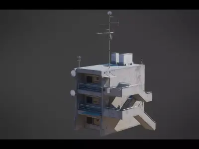 Dystopian Cyberpunk Building 8 Low-poly 3D model