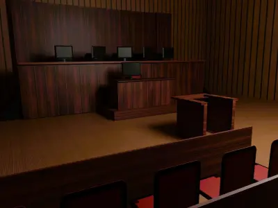 Courtroom empty Low-poly 3D model
