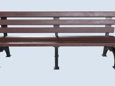 Street bench low poly pbr game ready Low-poly 3D model