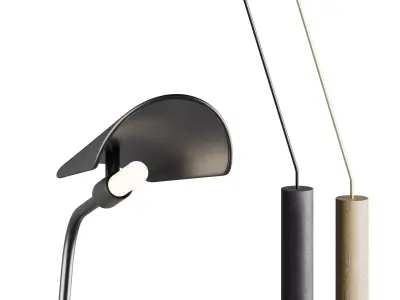 Astrid Floor Lamp-Dark Brown Leather 3D model