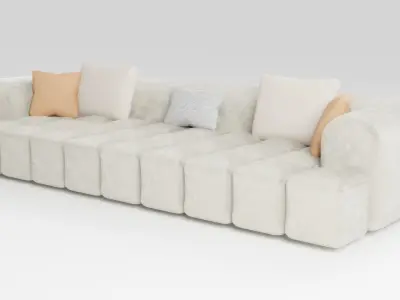 Suede sofa in a modern style in light colors 3D model
