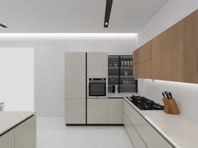 Kitchen modern with cabinets Low-poly 3D model