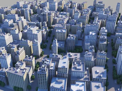 City district Low-poly 3D model
