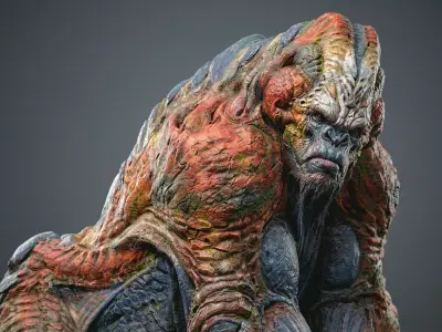 Alien Gorilla 3D Model  Creature from Another Planet Low-poly 3D model