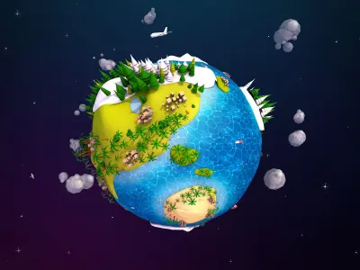 Cartoon Lowpoly Earth Planet 2 Low-poly 3D model