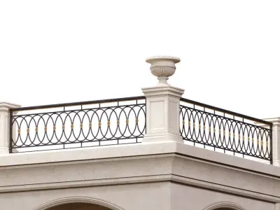 Entrance to the house porch- Facade in modern classic 3D model