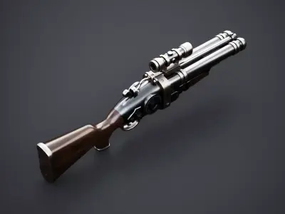 Steampunk Shotgun 3D Model with PBR Textures Low-poly 3D model