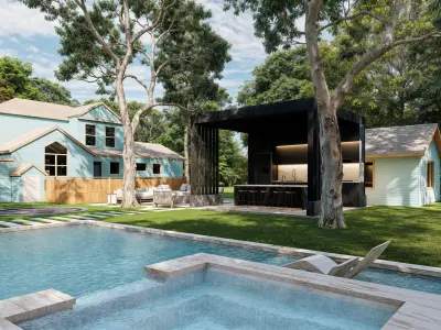 3D Exterior Scene 3D model design garden and landscape 3D model 3D model