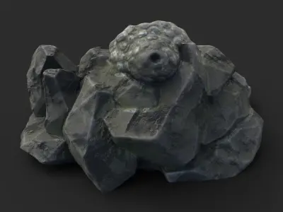 Rock Buddha 1007 - Grey Jagged Stone Low-poly 3D model