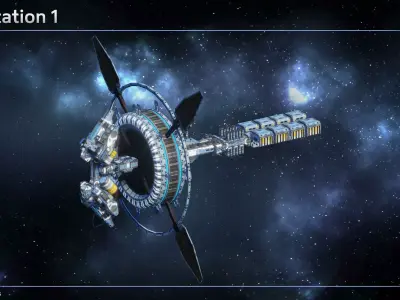 Modular Waystation Space Station Low-poly 3D model