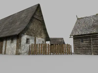 Lowpoly medieval houses 3D model