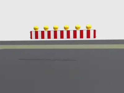 Construction Barrier 4 with warning lights 600-35 250x2000mm Low-poly 3D model