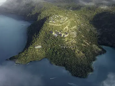 Mountain Peninsula Resort Landscape with Forest and Sea 3D model