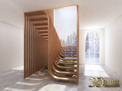 Staircase Wood Design  3D model