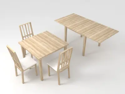 Table and chair furniture set - lowpoly Free low-poly 3D model