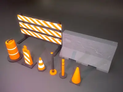 Low poly city props Free low-poly 3D model