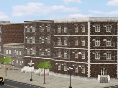 New York Modern City P2 Street Scene 3D Model Low-poly 3D model