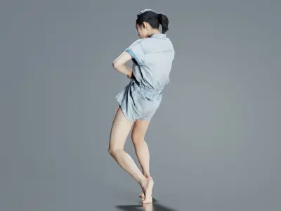 Asian Woman Wearing Light Blue Jeans 014 Low-poly 3D model