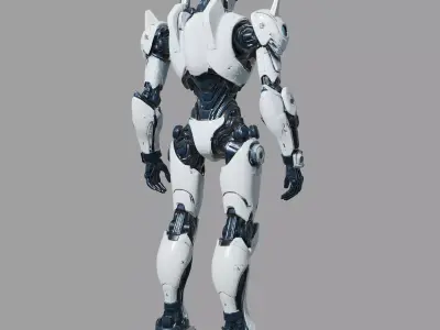 White Futuristic Android Low-poly 3D model