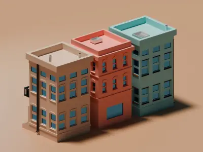 Three Low Poly House Collection Low-poly 3D model