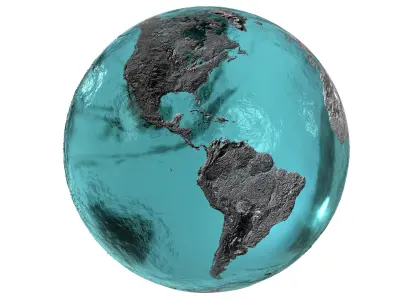Earth Water 3D Globe Hillshade  Low-poly 3D model
