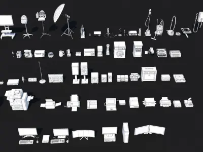 70 Interior Electronic Collection Pack for Game Ready Low-poly 3D model