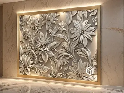 Modern Wall Panel Relief for CNC and 3D Printing 08 3D model