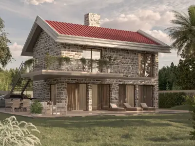 Stone Villa Design 3D Model 3D model