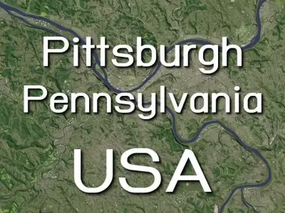 Pittsburgh Pennsylvania USA in 30 km x 30 km - city and urban 3D model