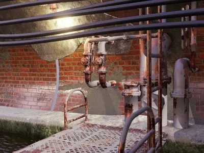 Sewer tunnel Low-poly 3D model
