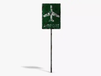 Damaged Airport Sign Low-poly 3D model