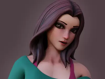Angela Cartoon Girl Rig Outfit 3 Low-poly 3D model