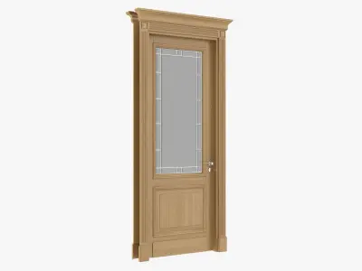 Door classic with glass 02 3D model