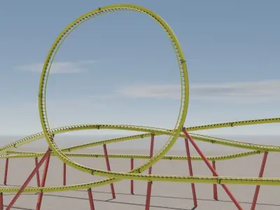 Rollercoaster 3D model Low-poly 3D model