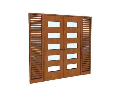 Glass Panel double door with Serpentine sidelight 3D model