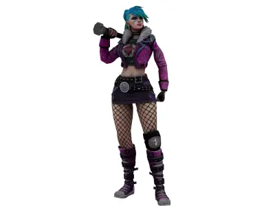 Cyberpunk Girl  3D Character Model Game Ready Rigged Low-poly 3D model