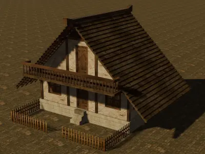 Medieval house six 10 Low-poly 3D model