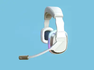 Headset 08 - RGB White - Character Fashion Design Low-poly 3D model