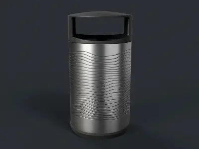 Street Trash Can 26 PBR Game Ready Low-poly 3D model