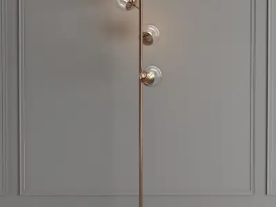 GLOBAL floor lamp with three glass globes 3D model