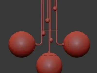 Untitled three light brass ceiling fixture with clear glass g... 3D model