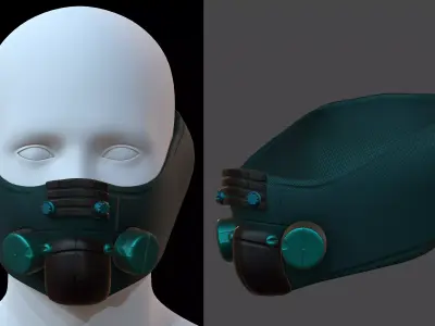 Gas mask helmet 3d model scifi Low-poly  Low-poly 3D model 319