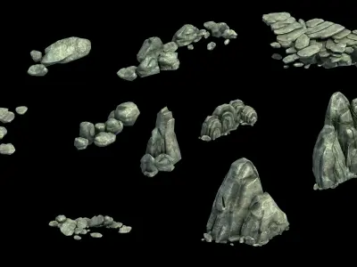 Yamano-Rock Collection group of rocks 3D model