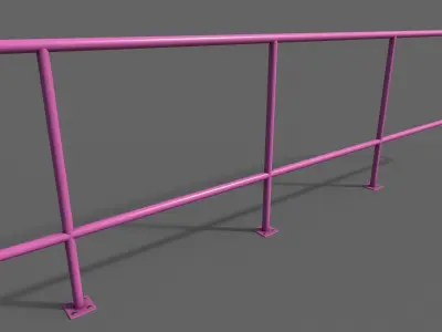 PBR Pedestrian Guard Rail Pink V5 Low-poly 3D model