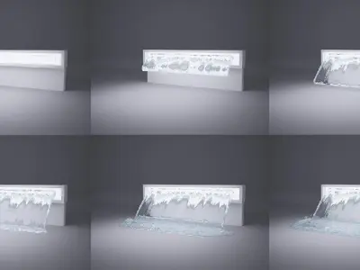 Fountain real flow animated 3D model