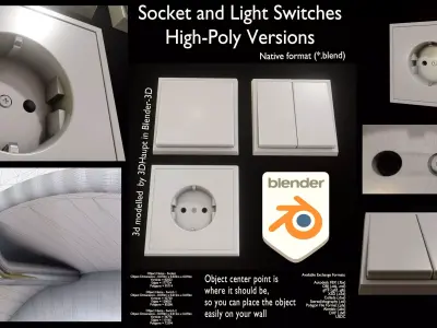 Socket And Light Switches High-Poly 3D model