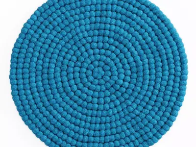 Ball of wool felt carpet 3D model