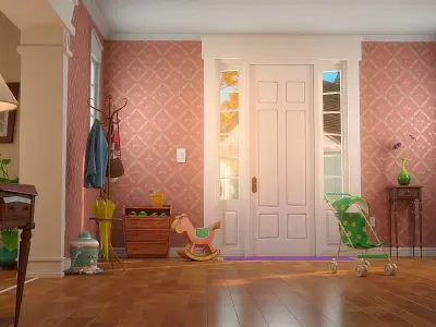 Cartoon Hall Living Room 3D model
