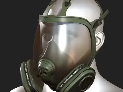 Gas mask helmet 3d model military combat fantasy  Low-poly 3D model 5